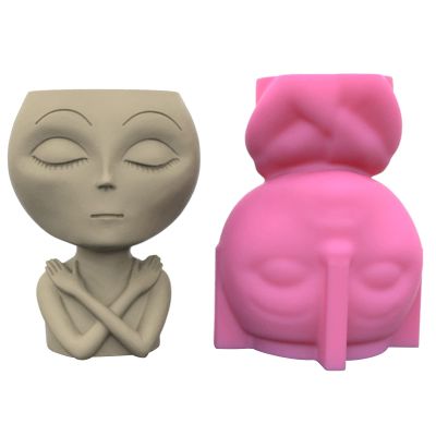 YuZhuStoon Succulent Planter Mold, Silicone Flower Pot Molds for Concrete Epoxy Resin, Alien Concrete Pot Mold Succulent Flowerpot Clay Cement Plaster Molds DIY Home Garden Flower Pots Mould, pink