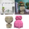 YuZhuStoon Succulent Planter Mold, Silicone Flower Pot Molds for Concrete Epoxy Resin, Alien Concrete Pot Mold Succulent Flowerpot Clay Cement Plaster Molds DIY Home Garden Flower Pots Mould, pink view 2