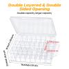 Gbivbe 46 Grids Sewing Organizer, Double Sided Thread Box Storage, Portable Clear Plastic Organizer Box for Embroidery and Sewing Threads, Embroidery Floss, Crafts, Small Toys (Clear,2 Pack) view 2