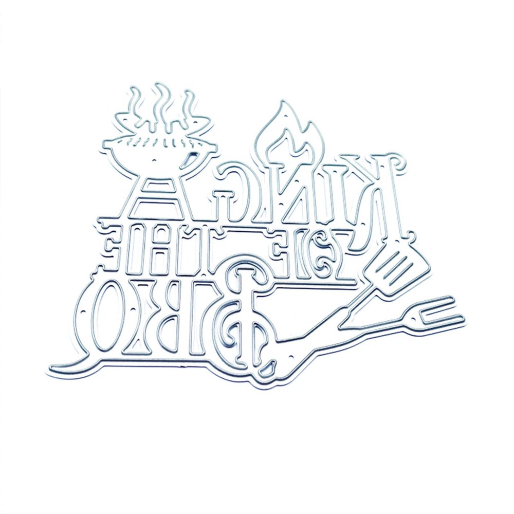 Yjcnelcr King Of The BBQ Letter Barbecue Metal Cutting Dies Embossing Stencil Scrapbooking Greeting Card Making Album Template Dies Cut Mold Decoration Metal Cutting Dies