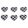 100pcs Heart Shaped Patches, Iron On Black White Grid Embroidered, DIY Applique Patches Decoration for Clothes Bags Hats Clothing Repair view 2