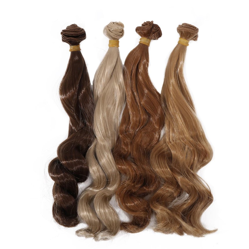 GLOBLELAND 4Pcs 4 Colors Doll Curly Wigs 10inch Long Doll Hair Extension Dolls Making Arts Supplies DIY Crafts Long Synthetic Wigs Doll Accessories