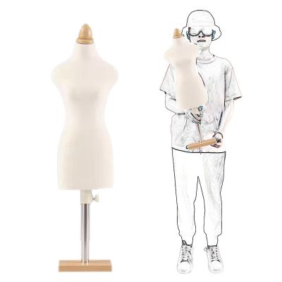 Dress Form Sewing Mannequin Torso Mini Dress Mannequin with Stand, Small Female Half Dress Form Dummy for Kids, Dressmaker Sewing Manikin for Design Training and Draping Practice ( Color : Square Base