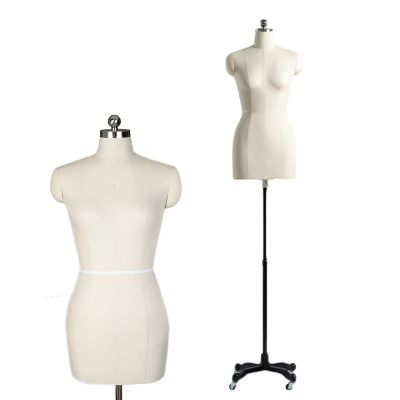 Dress Form Sewing Mannequin Torso Manikin Dress Form Female with Wheels, Dressmaker Mannequin Adjustable Large for Sewing Clothes/Jackets/Blouses/T-Shirts/Form Garments, Styrofoam Half Dressform ( Col