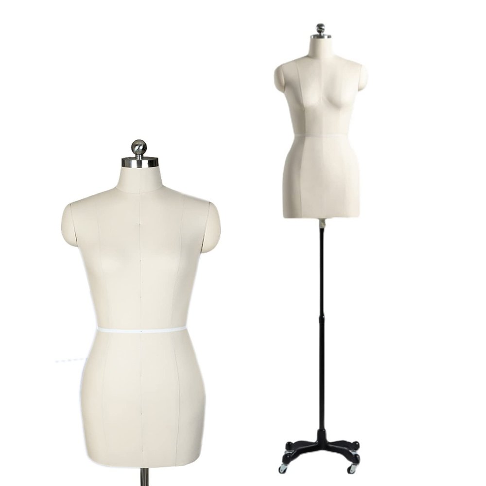 Dress Form Sewing Mannequin Torso Manikin Dress Form Female with Wheels, Dressmaker Mannequin Adjustable Large for Sewing Clothes/Jackets/Blouses/T-Shirts/Form Garments, Styrofoam Half Dressform ( Col