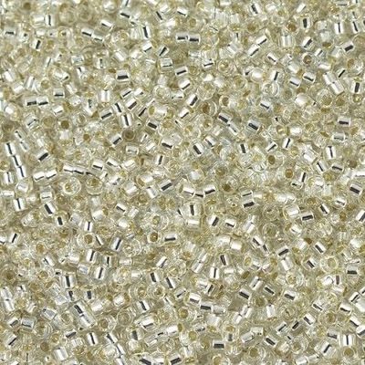 5 g Miyuki DELICA Seed Beads Rocailles, Size 11/0, Silver Lined Crystal (# DB0041), Japan, Glass