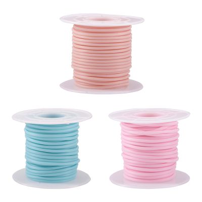FASHEWELRY 32.8 Yards 2mm Knitting Cords Set - Pastel Color Hollow Pipe Silicone Stitch Keeper Cords for Craft Work