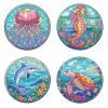 DIY Dotted Floral Diamond Placemat, 4 Pieces Diamond Art Painting Coasters Diamond Painted Acrylic Single-Sided Dotted Diamond Dinner Plate for Restaurant Decoration (#15-Sea Animals) view 1