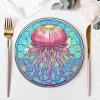DIY Dotted Floral Diamond Placemat, 4 Pieces Diamond Art Painting Coasters Diamond Painted Acrylic Single-Sided Dotted Diamond Dinner Plate for Restaurant Decoration (#15-Sea Animals) view 2