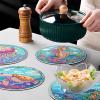 DIY Dotted Floral Diamond Placemat, 4 Pieces Diamond Art Painting Coasters Diamond Painted Acrylic Single-Sided Dotted Diamond Dinner Plate for Restaurant Decoration (#15-Sea Animals) view 3