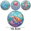 DIY Dotted Floral Diamond Placemat, 4 Pieces Diamond Art Painting Coasters Diamond Painted Acrylic Single-Sided Dotted Diamond Dinner Plate for Restaurant Decoration (#15-Sea Animals) view 4