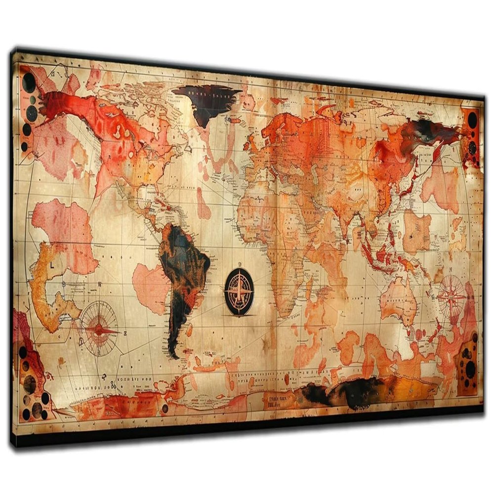 Large Diamond Painting Kits for Adults 12x28in, DIY Square Full Drill Gem Art World Map Diamond Painting, Retro Diamond Art Painting Crystal Rhinestone Embroidery Arts and Crafts, Wall Decor Gift H-3