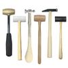 NK eShop 6 PCS tool set of Hammer, Jewelry Making tools including Rawhide Leather, Brass hammer, Jewelry Making Supplies of Forming Hammer Set With wood handle (06) view 1