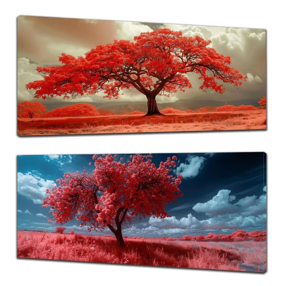 2 Pack Diamond Art Kits for Adults, Large Size 20x44in Full Drill Tree Diamond Art, Diamond Painting Landscape Paint by Numbers Kits for Adults Beginner, Diamond Painitng Kits for Room Decor Gifts G-2