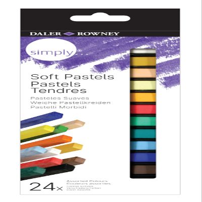 Daler Rowney Simply Soft Pastels 24 x Assorted Colours Set, Drawing Art Supplies, Ideal for Entry-Level Artists & Hobbyists