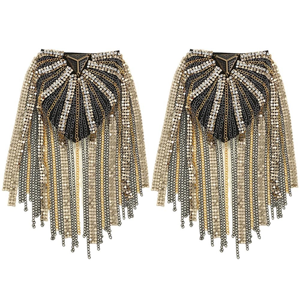 2 Pcs Rhinestone Shoulder Board Epaulets Fringe Shoulder Epaulettes Appliques DIY Jacket Uniform Shoulder Decoration