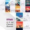 8 Pack (8x10) Pre Drawn Canvas Boards for Painting for Adults, Sip and Paint Party Supplies Canvas Painting Set, Beginner Favor, (Landscape) view 1