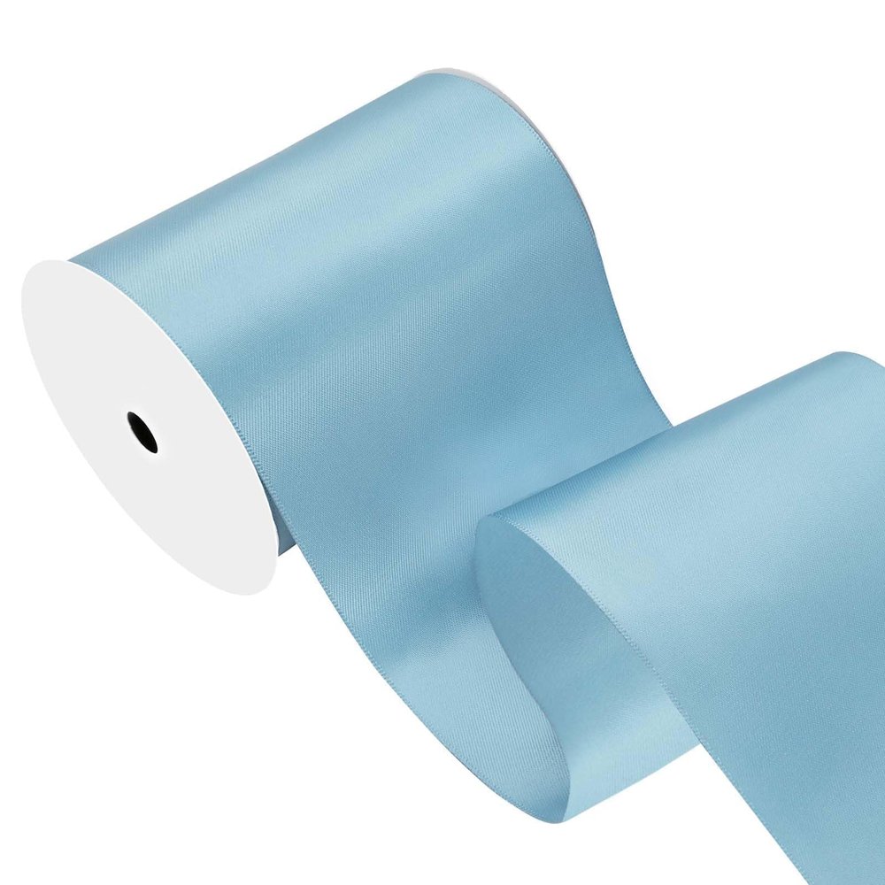 LEEQE Mist Blue Satin Ribbon 4 inch X 15 Yards Polyester Ribbon for Gift Wrapping Very Suitable for Weddings Party Hair Bow Invitation Decorations and More