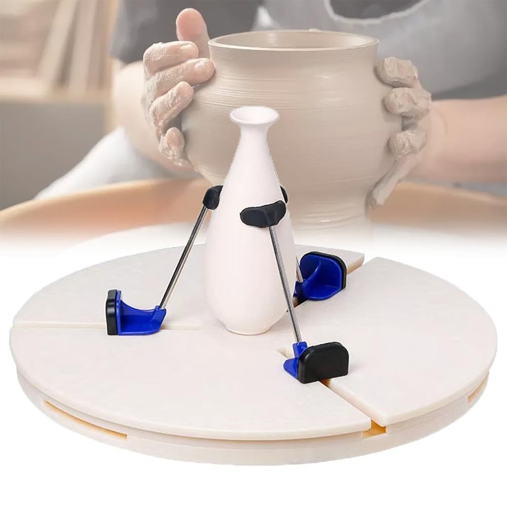 Pottery Machine Turntable Clamp, Pottery Trimming Tools Turntable Clamp for 25-35cm Turntable, No Need to Find The Center Point, for Family, School, Pottery Lovers