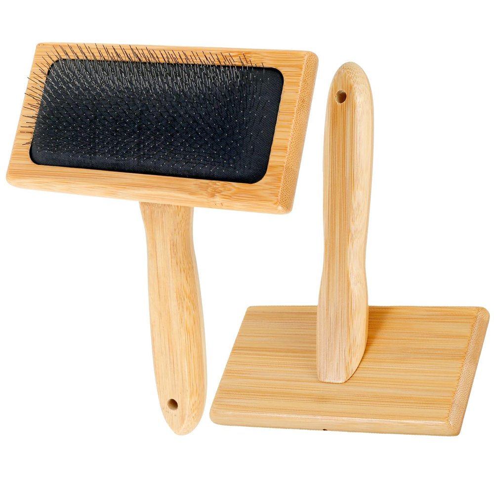 HOTBEST 2Pcs Wool Carding Comb Wool Carding Brushes with Bamboo Handle Multipurpose Hand Wool Brushes Professional Needle Felting Brushes for Wool Felt Rug Tassel Dog Hair 12x16x3cm
