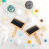 HOTBEST 2Pcs Wool Carding Comb Wool Carding Brushes with Bamboo Handle Multipurpose Hand Wool Brushes Professional Needle Felting Brushes for Wool Felt Rug Tassel Dog Hair 12x16x3cm view 2