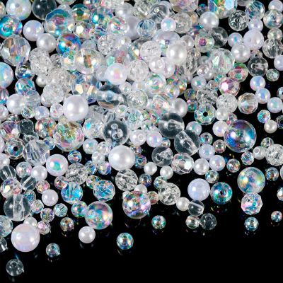 Elecrelive 280pcs Clear Round Acrylic Beads Transparent Plastic Spacer Loose Beads 8-10mm for Beading Bracelets Necklaces Earrings Key Chains Jewelry Crafts Making