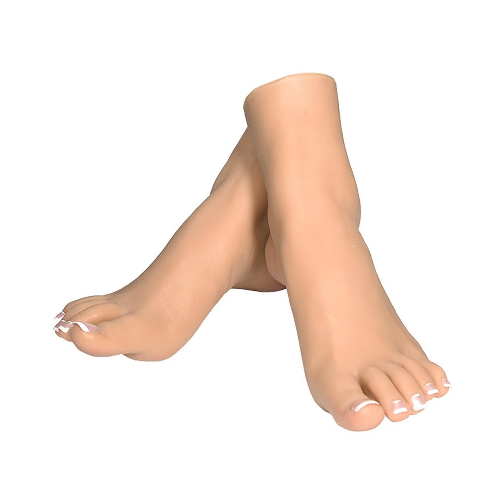 1 Pair Silicone Lifesize Realistic Female Model Feet with Bone Display Accessories, Display Stands for Shoes, Artwork Sketches, Jewelry, Etc. ( Size : Bone )