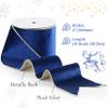 LIZLOVESS Blue Velvet Wired Ribbon with Glitter Back 4 Inch Navy Blue and Gold Christmas Ribbon Wired Ribbon for Christmas Tree, Gift Wrapping, Mantel, Wreaths Supplies, Topper Bows (10 Yards) view 2
