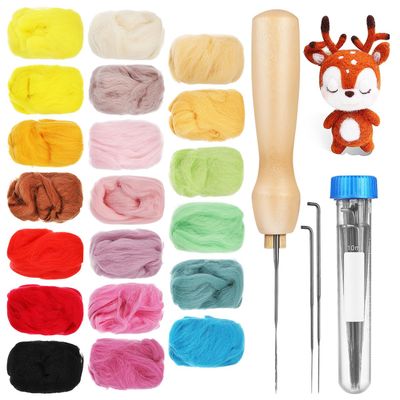 LALAFINA 1set Needle Felting Kit Wool Colors Each Including Felting Needles and Bottle for Crafts and Projects