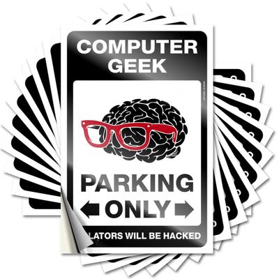 ADWD Funny Bumper Sticker Computer Geek Parking Only Funny Sticker 10 Pcs Car Stickers for Men Bar Sign for Home Decor (Size : 12X18CM)