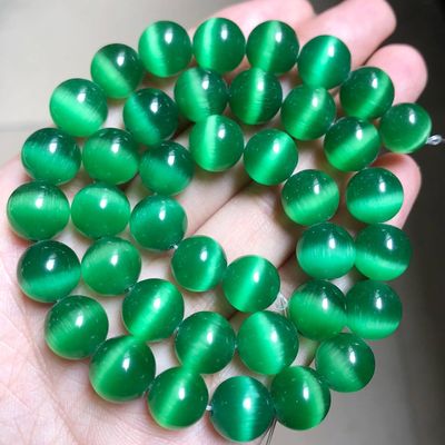 NineTribe Basics 4/6/8/10/12Mm Pink Color Cat Eye Opal Beads Natural Stone Glass Loose Beads for Jewelry Making DIY Bracelets Accessories 15'' - (Color: Green/Size: 6Mm 61Pcs Beads)