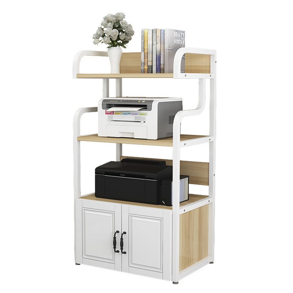 hezhuhe2258 Print Stand Printer Stand 4-Tier Standing Multi-Purpose Shelf Rack for Media Player Scanner Files Books Microwave Oven in Kitchen Living Room Home Office Printer Table