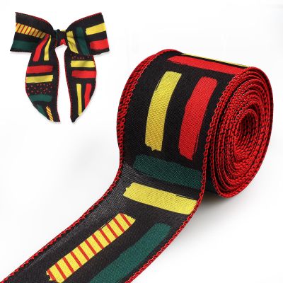 Habbiful Juneteenth Ribbon for Crafts Wreath Bows Wrapping Black History Month, 1865 Freedom Day Ribbon for Juneteenth Kwanzaa Party Home Decoration, 2.5 Inch x 10 Yards
