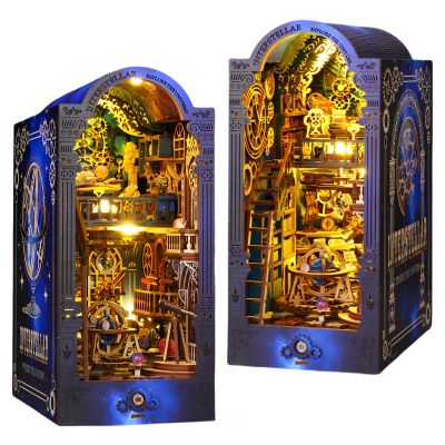 DIY Book Nook Kit - Interstellar Exploration - Classical Gothic Style, Epic Starry Decor, Ideal for Astronomy Enthusiasts (with dust Cover)