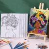 Ctosree 12 Pcs Pre Drawn Canvas for Painting Adults Sip and Paint Party Kit Pre Printed Canvas Bulk for Date Night Bridal Shower Graduation and Art Party Favors(Flower Lady,8 x 10 Inch) view 4