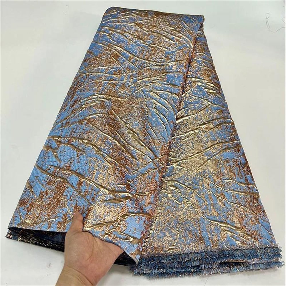 African Brocade Lace Fabric Nigerian Floral Damask Cloth Organza French Tulle Net Dress Tissus Material