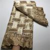 African Guisolid Cord Lace Fabric, Water Soluble, Nigerian Fabrics for Sewing, Women Blue Gold Wedding Fabrics view 3
