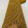African Sequins Beads Lace Fabric 5 Yards French Mesh Tulle Embroidery Wedding Bridal Lace Dress view 3