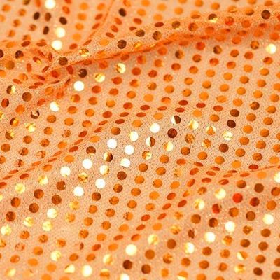 YYCRAFT Dot Sequins On Metallic Mesh Fabric by The Yard Seasonal Fabric 43" Wide 10 Yards, Decoration, Backdrop-Orange