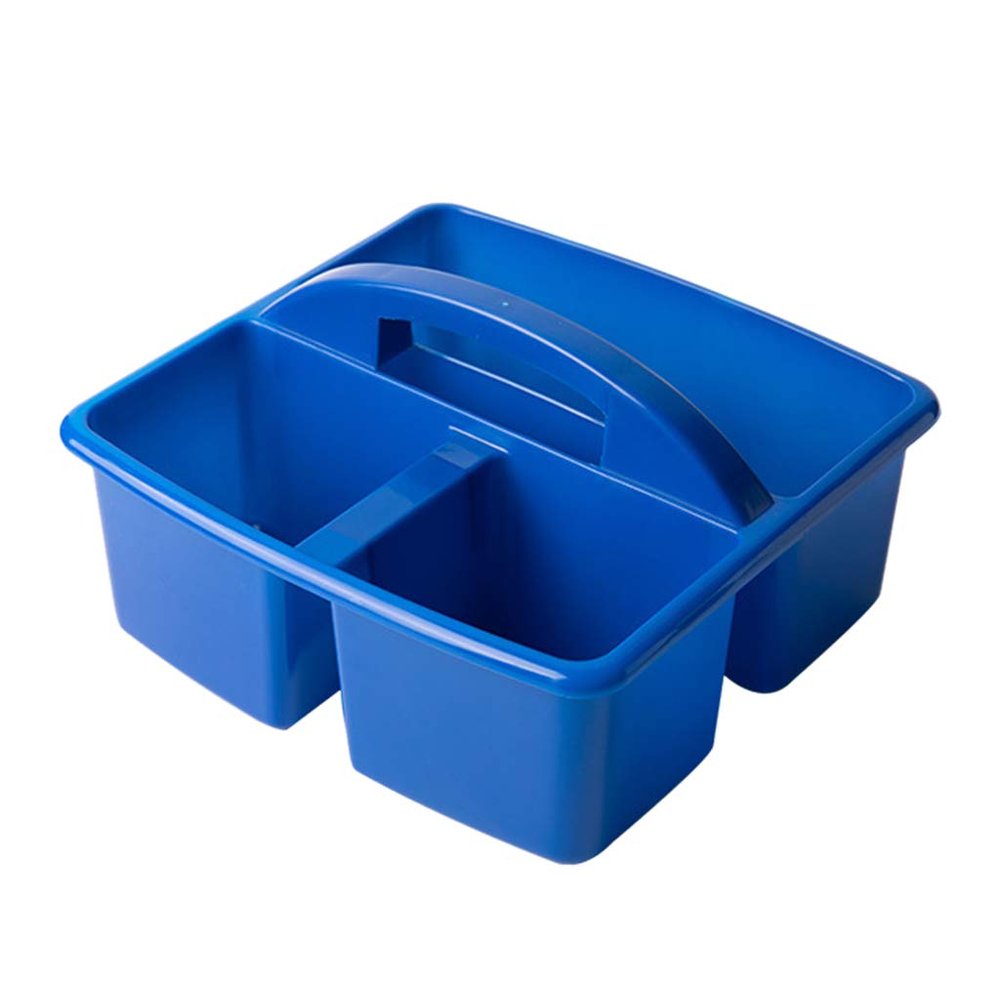 Muloo Portable 3 Compartments Storage with Carrying Handle Plastic Divided Basket Bin Box Multiuse Arts Crafts Caddies, app.23.5x21.5x13x9cm/9.25x8.46x5.12x3.54in, Blue