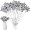 Suzile 60 Pcs Silver Star Floral Picks 8'' Glitter Silver Star Centerpiece Table Decor Sparkly Foam Stem Sticks for Wreath Crafts Wedding Bridal Baby Shower Birthday Stars Arrangement view 1