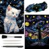 2 Pack Night Glow Scratch Art Rainbow Painting Paper, Magic Glow-in-the-Dark Scraping, Van Gogh Style Creative Craft Set, Fun DIY Toy Sketch Card Scratchboard for Kids, Adults (Dog / Cat) view 1