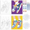 WEBEEDY 2 Pack Canvas Painting Kit 8x10 Inch Sneakers Retro Theme Canvas Painting Pre Drawn Canvas Painting Sports Cool Sneakers Shoe Store Decor Bedroom Decor Christmas Valentine's Day Paint Wall Art view 1