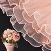 DELORIGIN 3 Pack 4.5 Yards Pink Bouquet Packaging Paper White Pearl Edge Bouquet Wrinkled Translucent Wavy Mesh Flower Wrapping Paper for DIY Crafts Weddings Gift Packaging Florist Supplies view 1