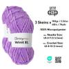 HobbyMia Velvet XL Chenille Yarn - Thick Super Bulky Yarn for Crocheting - Soft Fluffy Plush Yarn for Crochet - 100g / 74yds - Ideal for Baby Blankets & Amigurumi (Light Orchid, 3 Skeins) view 2