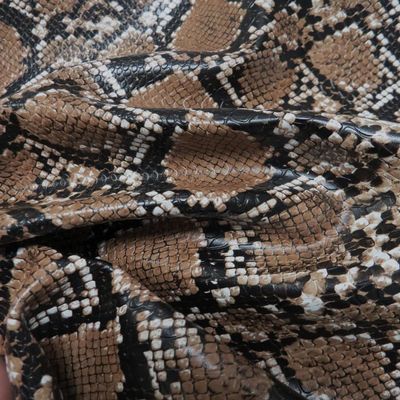 Realistic Snake Skin Embossed Vinyl - Calico Python Snake Upholstery Accessory Design Vinyl Faux Leather Sold by The Yard (Valley Brown, Cut by The Yard)