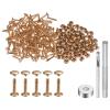 HARFINGTON 100 Sets Leather Rivets 9mm x 16mm Metal Double Cap Rivet Snaps Studs Fasteners with 3pcs Setting Tools for Leather Craft DIY Repair Decoration, Light Gold Tone view 1