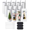 VEVOR 12 Pack Sublimation Tumblers 20oz Skinny Straight, Stainless Steel Sublimation Tumblers Blank, Stainless Steel Double Wall Tumbler for Heat Transfer Customized Gifts with Lid and Straw, Gift Box view 1