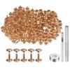 HARFINGTON 200 Sets Leather Rivets 9mm x 10mm Metal Double Cap Rivet Snaps Studs Fasteners with 3pcs Setting Tools Rivets for Leather Craft DIY Repair Decoration, Light Gold Tone view 1