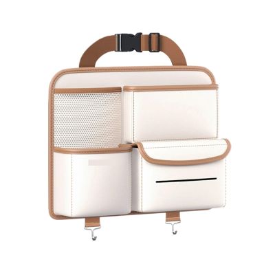 CVNKTYB Car Trunk Organizer Box Adjustable Car Storage Box Backseat 5 Bag Trunk Organizer Multi-use Leather Car Fit for Seat Back Organizers with Bag Car Trunk Cleanup (Color : 35x28 cm White)